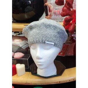 NEW Calvin Klein Knitted Beret Hat Slouchy Beanie Light Gray Heathered Woven NWT